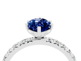 White gold Marquise Cut Blue Sapphire Pavé Solitaire Ring with Round Band and Prong Setting_40