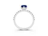 White gold Marquise Cut Blue Sapphire Pave Band Solitaire Ring with Four-Prong Setting_27