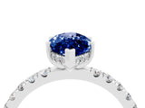 White gold Marquise Cut Blue Sapphire Pave Band Solitaire Ring with Four-Prong Setting_28