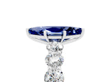 White gold Marquise Cut Blue Sapphire Prong Setting with Side Stones on a Pave Band_5