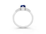 White gold Marquise Cut Blue Sapphire Ring with Side Stones and Four-Prong Setting_63
