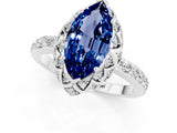 White gold Marquise Cut Blue Sapphire Scalloped Halo Engagement Ring with Round Shared Prong Band_25