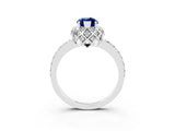 White gold Marquise Cut Blue Sapphire Scalloped Halo Engagement Ring with Round Shared Prong Band_27