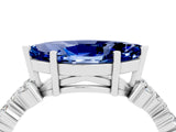 White gold Marquise Cut Blue Sapphire Scattered Round Accent Ring with Prong Setting_52