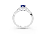 White gold Marquise Cut Blue Sapphire Solitaire Celtic Knot Ring with Four-Prong Setting_15
