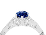 White gold Marquise Cut Blue Sapphire Solitaire Celtic Knot Ring with Four-Prong Setting_16