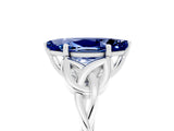 White gold Marquise Cut Blue Sapphire Solitaire Celtic Knot Ring with Four-Prong Setting_17