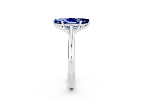 White gold Marquise Cut Blue Sapphire Solitaire Engagement Ring with Cathedral Setting and Four-Prong Mount_26