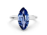 White gold Marquise Cut Blue Sapphire Solitaire Engagement Ring with Cathedral Setting and Four-Prong Mount_30
