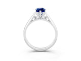 White gold Marquise Cut Blue Sapphire Solitaire Engagement Ring with Cathedral Setting and Four-Prong Mount_33