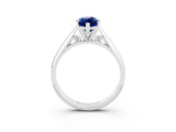 White gold Marquise Cut Blue Sapphire Solitaire Engagement Ring with Cathedral Setting and Four-Prong Mount_39