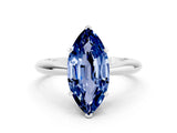 White gold Marquise Cut Blue Sapphire Solitaire Engagement Ring with Cathedral Setting and Four-Prong Mount_96