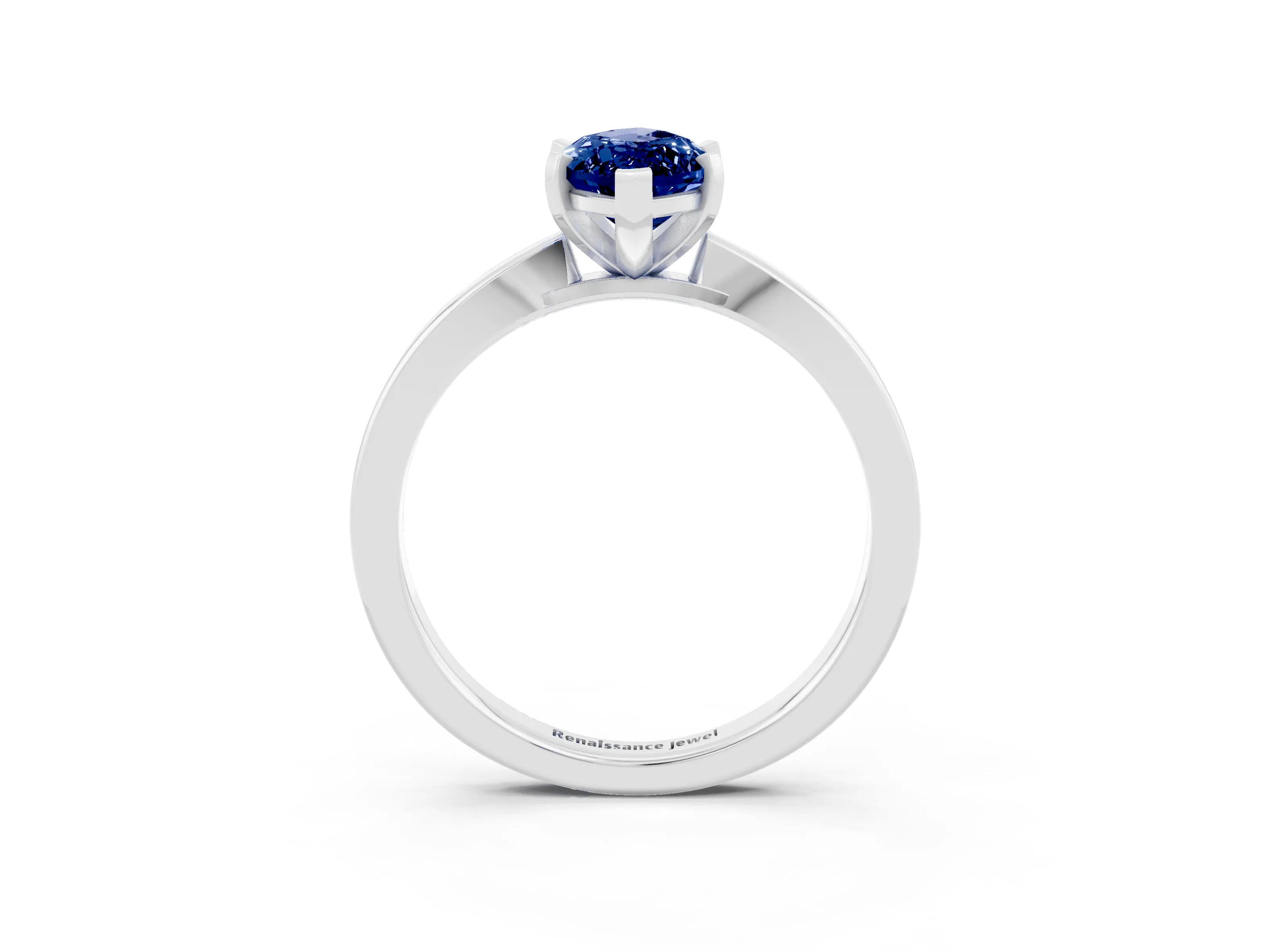 White gold Marquise Cut Blue Sapphire Solitaire Engagement Ring with Classic Band and Four-Prong Setting_27
