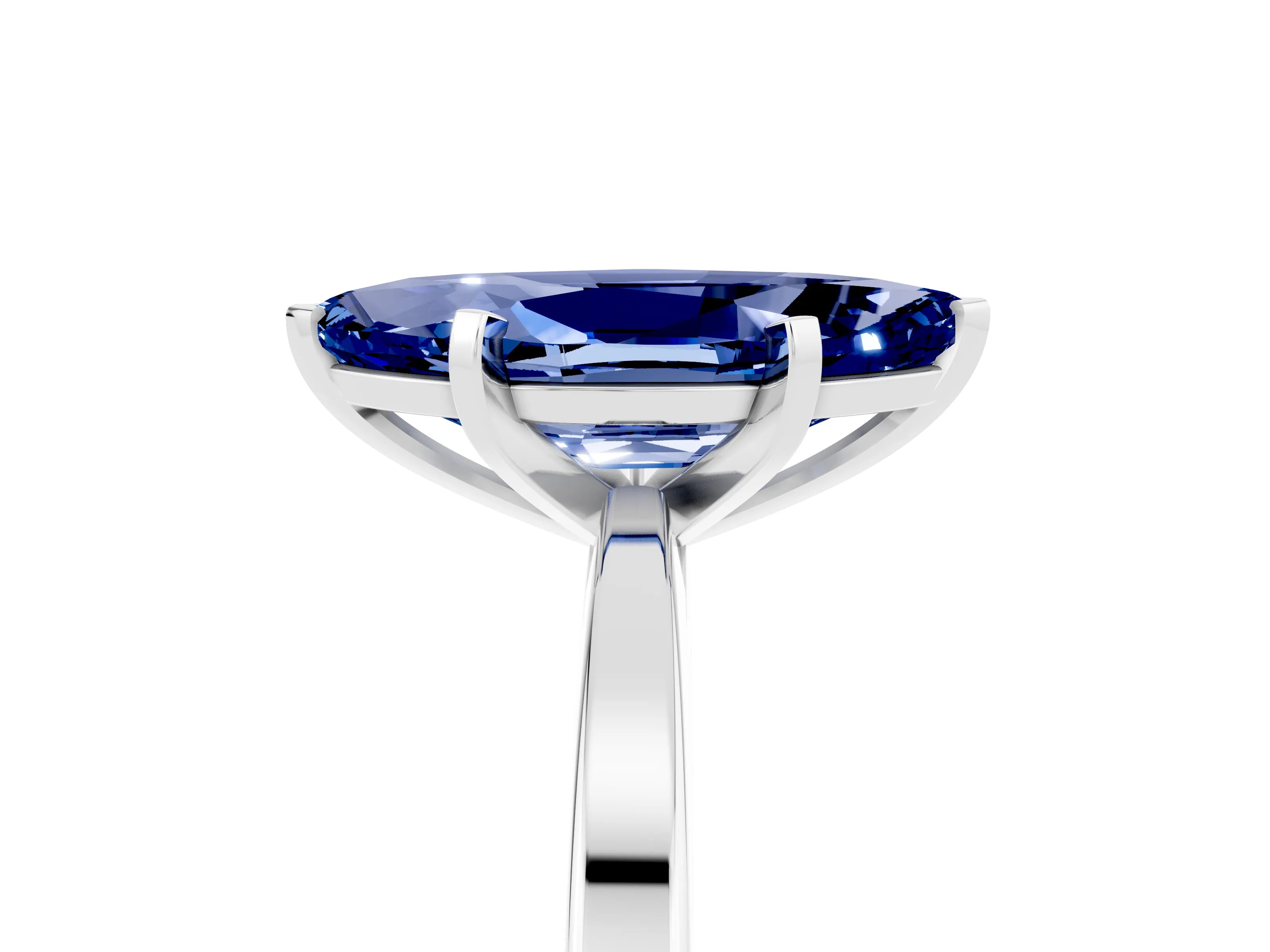 White gold Marquise Cut Blue Sapphire Solitaire Engagement Ring with Classic Band and Four-Prong Setting_29