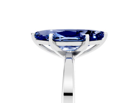 White gold Marquise Cut Blue Sapphire Solitaire Engagement Ring with Classic Band and Four-Prong Setting_29