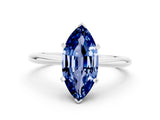 White gold Marquise Cut Blue Sapphire Solitaire Engagement Ring with Classic Band and Four-Prong Setting_36