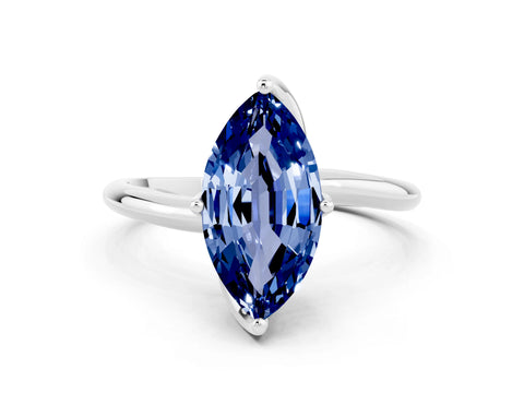 White gold Marquise Cut Blue Sapphire Solitaire Engagement Ring with Four-Prong Setting and Classic Band_34