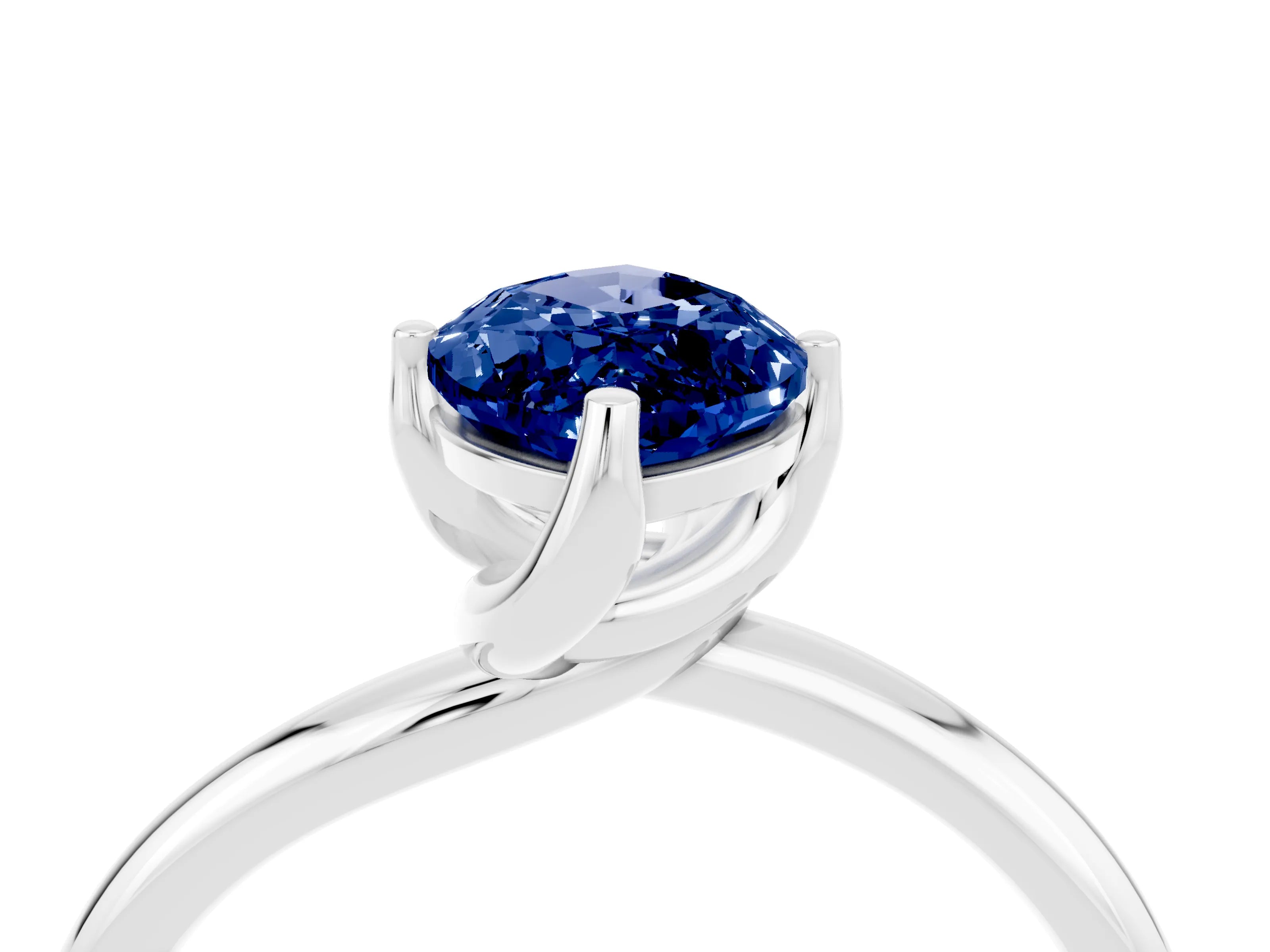 White gold Marquise Cut Blue Sapphire Solitaire Engagement Ring with Four-Prong Setting and Classic Band_38