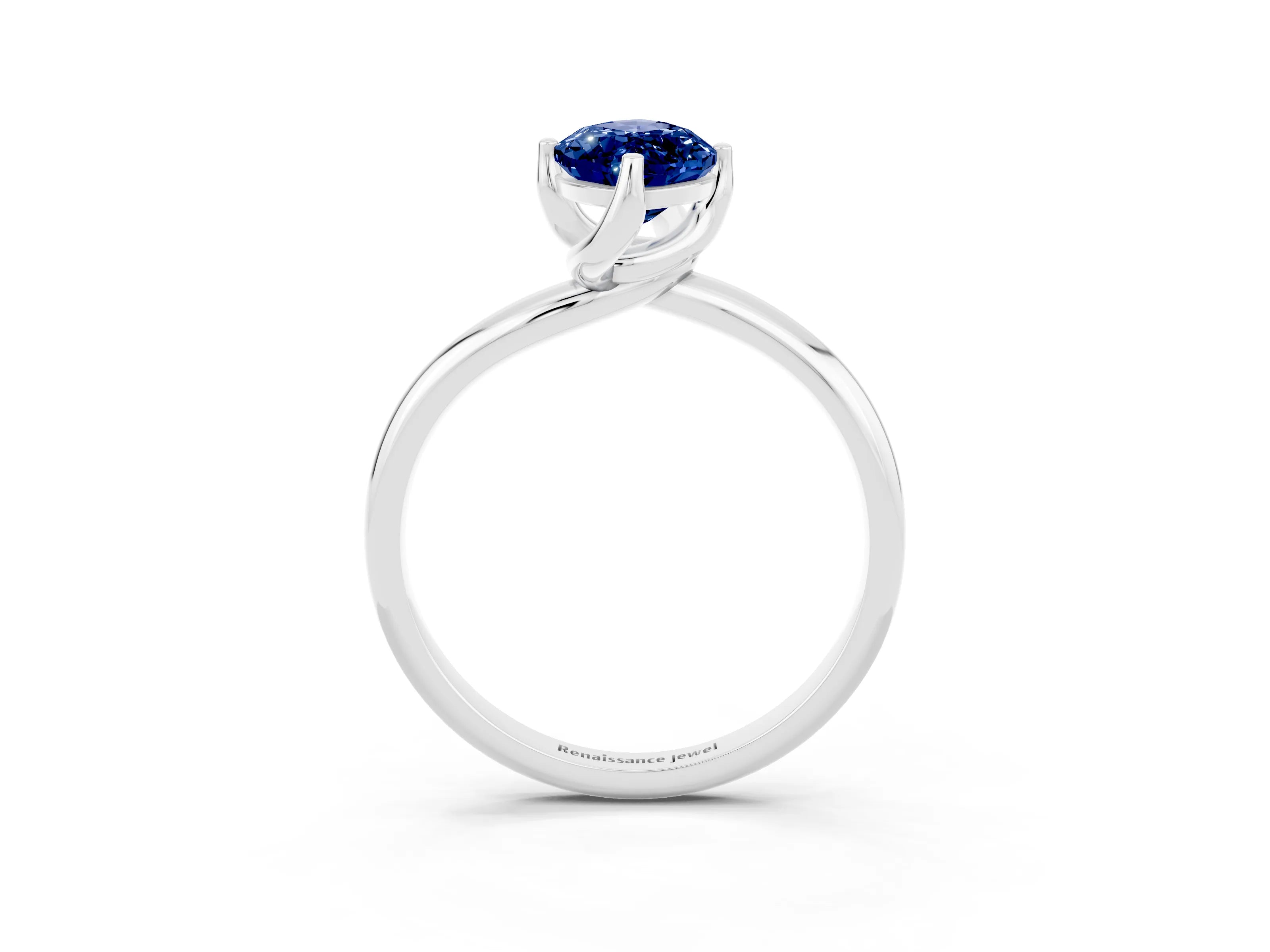 White gold Marquise Cut Blue Sapphire Solitaire Engagement Ring with Four-Prong Setting and Classic Band_39