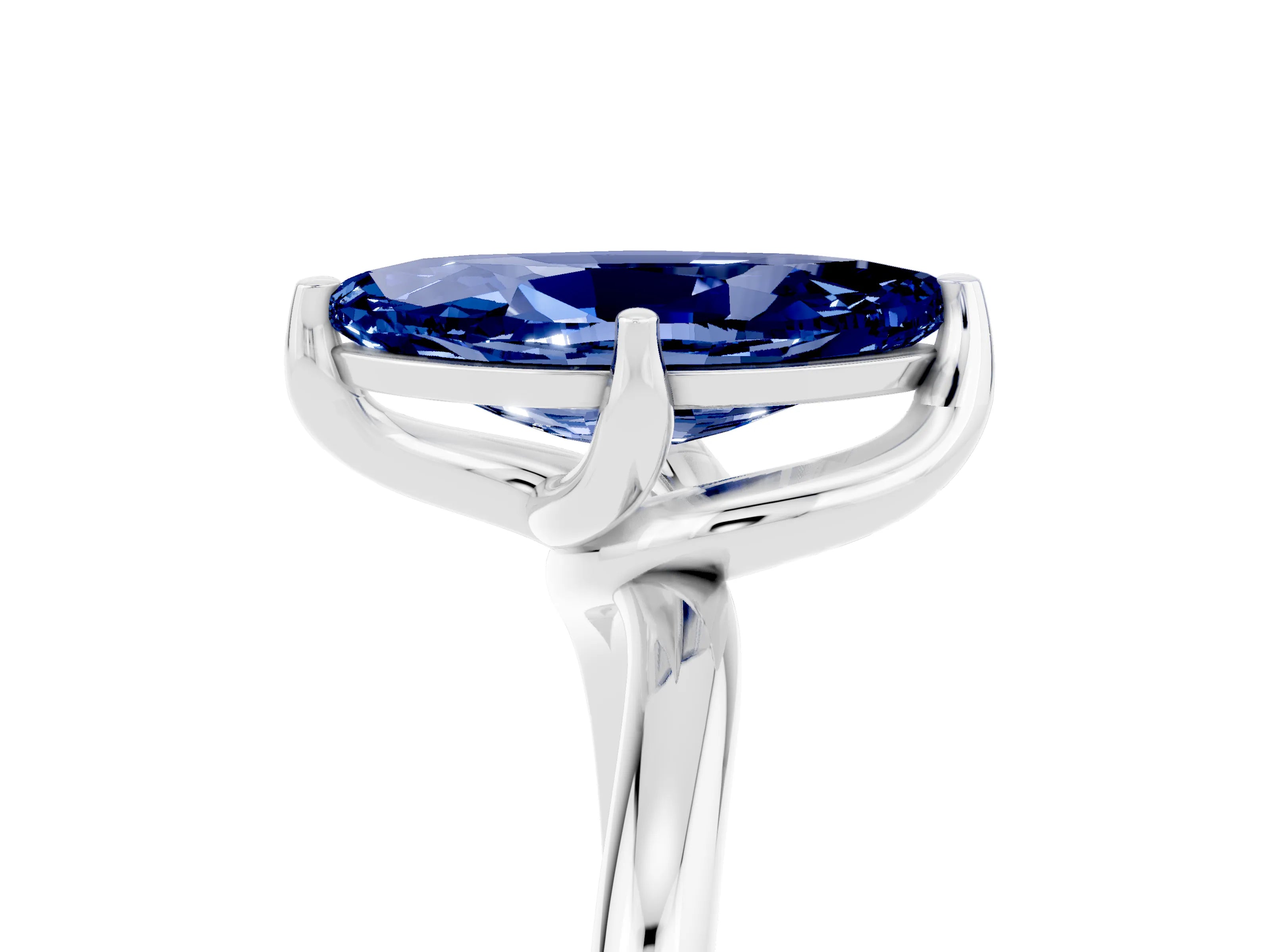 White gold Marquise Cut Blue Sapphire Solitaire Engagement Ring with Four-Prong Setting and Classic Band_39