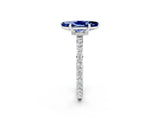 White gold Marquise Cut Blue Sapphire Solitaire Engagement Ring with Pavé Band and Four-Prong Setting_2