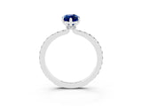 White gold Marquise Cut Blue Sapphire Solitaire Engagement Ring with Pavé Band and Four-Prong Setting_3