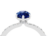 White gold Marquise Cut Blue Sapphire Solitaire Engagement Ring with Pavé Band and Four-Prong Setting_4