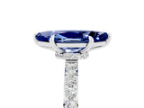White gold Marquise Cut Blue Sapphire Solitaire Engagement Ring with Pavé Band and Four-Prong Setting_5