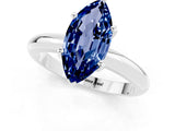 White gold Marquise Cut Blue Sapphire Solitaire Engagement Ring with Round Band and Four-Prong Setting_1