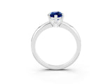 White gold Marquise Cut Blue Sapphire Solitaire Engagement Ring with Round Band and Four-Prong Setting_3