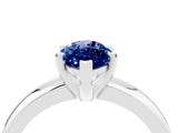 White gold Marquise Cut Blue Sapphire Solitaire Engagement Ring with Round Band and Four-Prong Setting_4