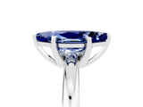 White gold Marquise Cut Blue Sapphire Solitaire Engagement Ring with Round Band and Four-Prong Setting_5