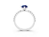 White gold Marquise Cut Blue Sapphire Solitaire Pavé Band with Four-Prong Setting_3
