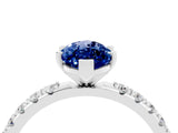 White gold Marquise Cut Blue Sapphire Solitaire Pavé Band with Four-Prong Setting_4