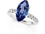 White gold Marquise Cut Blue Sapphire Solitaire Pavé Engagement Ring with Round Band and Prong Setting_80