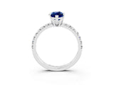 White gold Marquise Cut Blue Sapphire Solitaire Pavé Engagement Ring with Round Band and Prong Setting_81