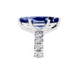 White gold Marquise Cut Blue Sapphire Solitaire Pavé Engagement Ring with Round Band and Prong Setting_84