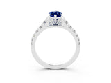 White gold Marquise Cut Blue Sapphire Solitaire Ring with Cathedral Setting and Pavé Band_3
