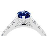 White gold Marquise Cut Blue Sapphire Solitaire Ring with Cathedral Setting and Pavé Band_4