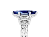 White gold Marquise Cut Blue Sapphire Solitaire Ring with Filigree Band and Four-Prong Setting_29