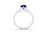 White gold Marquise Cut Blue Sapphire Solitaire Ring with Flower Prong Setting and Classic Band_15