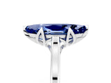 White gold Marquise Cut Blue Sapphire Solitaire Ring with Flower Prong Setting and Classic Band_53