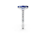 White gold Marquise Cut Blue Sapphire Solitaire Ring with Pavé Accents and Four-Prong Setting_2
