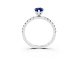 White gold Marquise Cut Blue Sapphire Solitaire Ring with Pavé Accents and Four-Prong Setting_3