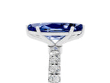 White gold Marquise Cut Blue Sapphire Solitaire Ring with Pavé Accents and Four-Prong Setting_5