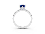White gold Marquise Cut Blue Sapphire Solitaire Ring with Pavé Band and Four-Prong Setting_27
