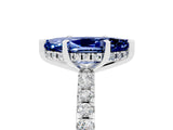 White gold Marquise Cut Blue Sapphire Solitaire Ring with Pavé Band and Four-Prong Setting_29