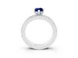 White gold Marquise Cut Blue Sapphire Solitaire Ring with Pavé and Channel Set Band_3