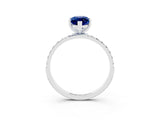 White gold Marquise Cut Blue Sapphire Solitaire Ring with Pave Band and Four Prong Setting_27