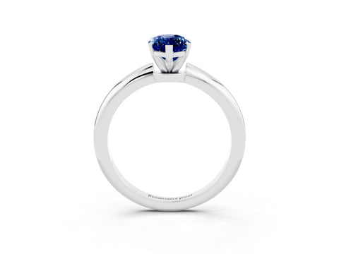 White gold Marquise Cut Blue Sapphire Solitaire Ring with Six-Prong Setting and Classic Band_15